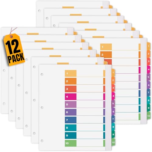 1InTheOffice Inhaltsverzeichnis-Trennblätter, 10 Register, 3 Ringbuch-Trennblätter mit Tabs, mehrfarbig, 27,9 x 21,6 cm, 12 Stück 1InTheOffice Inhaltsverzeichnis-Trennblätter, 10 Register, 3 Ringbuch-Trennblätter mit Tabs, mehrfarbig, 27,9 x 21,6 cm, 12 Stück von 1InTheOffice