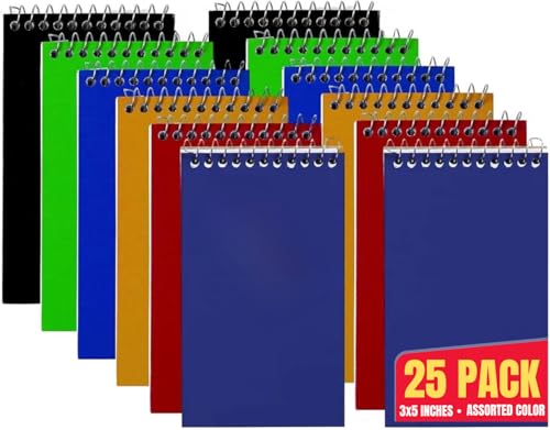 1InTheOffice Notizblöcke, 7,6 x 12,7 cm, College-liniert, verschiedene Farben, 75 Blatt/Block, 25 Stück 1InTheOffice Notizblöcke, 7,6 x 12,7 cm, College-liniert, verschiedene Farben, 75 Blatt/Block, 25 Stück von 1InTheOffice
