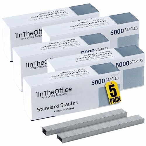 1InTheOffice Standard-Heftklammern, Heftklammern für Heftgerät, Ersatzklammern, 6,35 mm Beinlänge, 5.000 Heftklammern/Packung, 5 Stück 1InTheOffice Standard-Heftklammern, Heftklammern für Heftgerät, Ersatzklammern, 6,35 mm Beinlänge, 5.000 Heftklammern/Packung, 5 Stück von 1InTheOffice