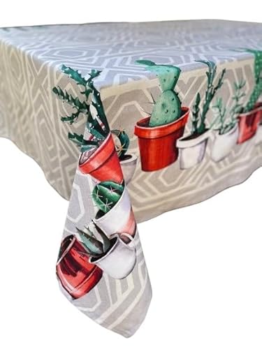 1KDreams Rechteckige Tischdecke aus Baumwolle, Kaktus, Kaktus, Kaktus, Kaktus, Kaktusfeige, moderne Dekoration, elegant, 150 x 240 cm 1KDreams Rechteckige Tischdecke aus Baumwolle, Kaktus, Kaktus, Kaktus, Kaktus, Kaktusfeige, moderne Dekoration, elegant, 150 x 240 cm von 1KDreams