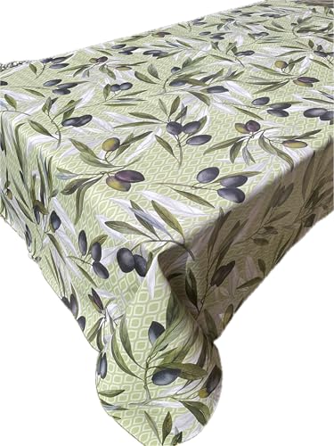 1KDreams Schmutzabweisende Tischdecke aus PVC. Quadratische Kunststoff-Tischdecke, Motiv: Oliven, leicht zu reinigen, Made in Italy (Olive, 140 x 140 cm) von 1KDreams