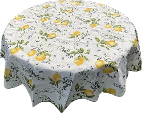 1KDreams Tischdecke - Country Style Shabby Chic - Zitronen Zitrusfrüchte - Tischhusse - Made in Italy (Zitrusfrüchte, Ø 140 cm) von 1KDreams
