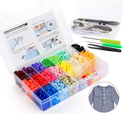 1Plusselect Snaps Zange mit 400 Set T5 Druckknöpfe in 20 Farben Nähfrei Zubehöre in Organizer für DIY Basteln Scrapbook von 1Plusselect