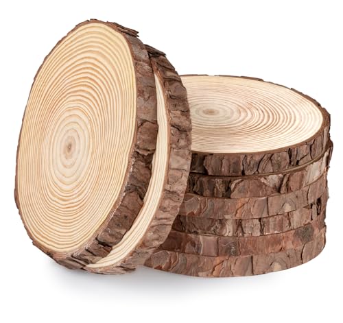 8 Stücke Holz Log Scheiben, 16-17CM Unvollendete Runde Naturholz Baumscheiben ohne Loch Ca.15mm Dicke für DIY Handwerk Holz-Scheiben Hochzeit Mittelstücke Weihnachten Dekoration Baumscheibe 8 Stücke Holz Log Scheiben, 16-17CM Unvollendete Runde Naturholz Baumscheiben ohne Loch Ca.15mm Dicke für DIY Handwerk Holz-Scheiben Hochzeit Mittelstücke Weihnachten Dekoration Baumscheibe von 1Plusselect