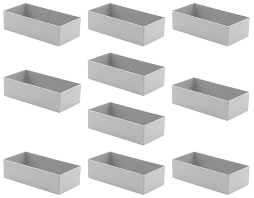 1a-TopStore 10 Stk. Einsatzkästen Einsatzboxen Schubladen-Einsatzkasten Sortierboxen, 32 Größen, 5 Farben (grau, 216x108x63 mm) von 1a-TopStore