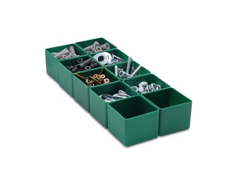 1a-TopStore 10 Stk. Einsatzkästen Einsatzboxen Schubladen-Einsatzkasten Sortierboxen, 32 Größen, 5 Farben (grün, 49x49x40 mm) von 1a-TopStore