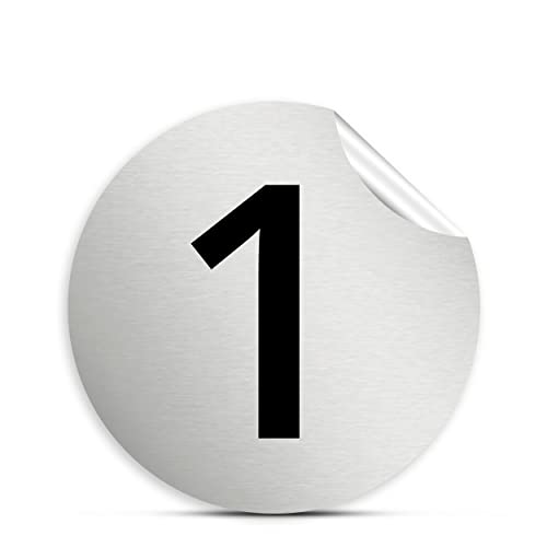 1-100 Nummern Aufkleber je 3cm groß in silber/schwarz, Etiketten Zahlen selbstklebend, fortlaufende Zahlen Nummerierung von 1-100, Punktaufkleber zur Kennzeichnung von 1peak