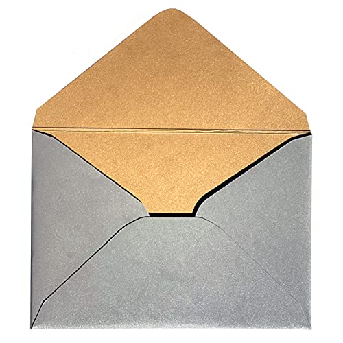 10 Stk. KUVERT gold (innen silber) / silber (innen gold) - fest & hochwertiger Feinstkarton (500g), Format B5 (passend für A5) für Einladungen, Hochzeiten, Geburtstage etc. (silber (innen gold)) von 1stStep