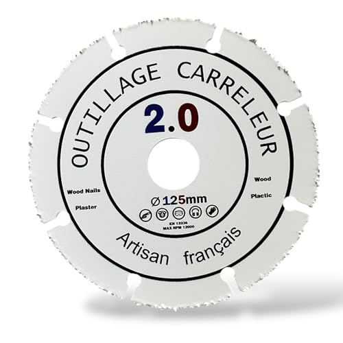Weiße Scheibe, 125 mm, vielseitig einsetzbar – Holz, Kunststoff & PVC | Bohrung 22,23 mm – Winkelschleifer | Sauber & schneller Schnitt | Fliesenwerkzeug 2.0 – Französische Handwerkzeuge Weiße Scheibe, 125 mm, vielseitig einsetzbar – Holz, Kunststoff & PVC | Bohrung 22,23 mm – Winkelschleifer | Sauber & schneller Schnitt | Fliesenwerkzeug 2.0 – Französische Handwerkzeuge von 2.0 OUTILLAGE CARRELEUR Artisan français