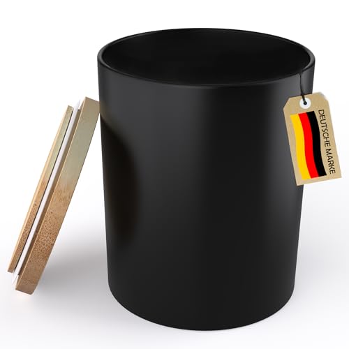22Feels 2x (295ml) EU-REACH-GEPRÜFT Premium Kerzengläser Matt-Schwarz Hitzebeständig Luftdicht mit Bambus-Deckel, DIY Kerzen Selber Machen Gießen Zubehör, Geschenkidee, Gewürz Glas, Wiederverwendbar von 22Feels