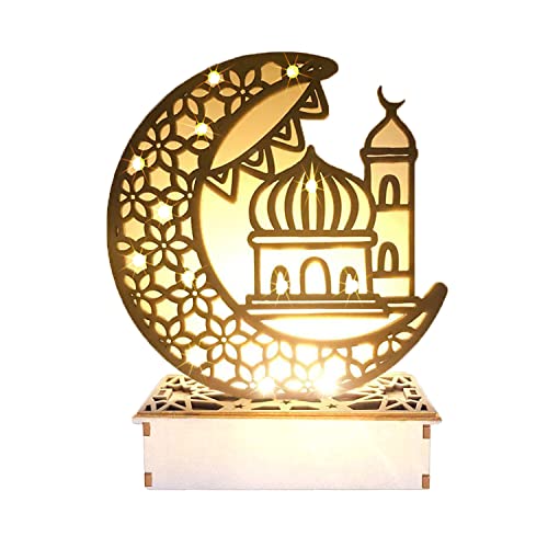 Ramadan Deko Lampe, Ramadan Dekoration, Eid Mubarak Dekoration, 3D hölzerne Ramadan Lichterkette Home Party Schlafzimmer für Muslime, Eid al-Fitr al-Adha islamische Tischdekoration（Palast Flagge） von 23GUANYI