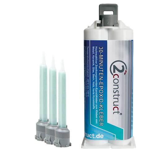 30 Minuten Epoxidharz ConPox-30, 50g, Kartusche mit 3 Mischdüsen von 2Construct