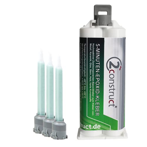 5 Minuten Epoxidharz ConPox-5, 50g, Kartusche mit 3 Mischdüsen von 2Construct