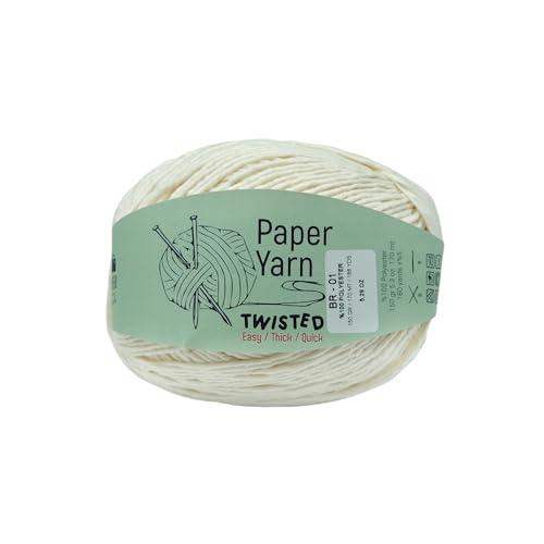 Papier Bast Garn Verdrehte 1 Stränge Kraftpapier Garn Bastgarn Weiches Bastband Garn Polyestergarn zum Häkeln DIY Weben - Gesamtlänge 170 m (180 yds 150 gr) Dicker Faden von 2K Textile