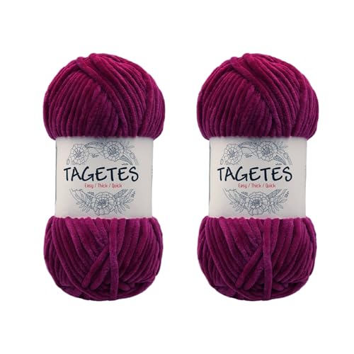 Tagetes Velvet Chenille Garn (100 gr 132 yds x 2) 264 yds Babydeckengarn, Amigurumi-Garn, Häkel- und Strickgarn, super sperrig,weich, Grobes Garn von 2K Textile