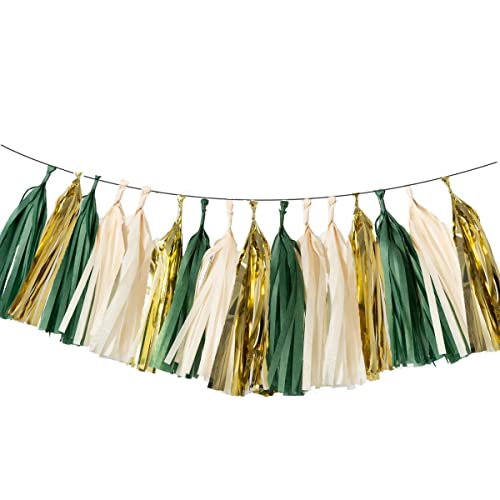 3 Stück Salbeigrün, Blush Nude Gold Seidenpapier Quaste Girlande Party Banner für neutrale Baby Taufe Eukalyptus Grün Wald Baby Shower Rustikale Hochzeit Party Dekoration 3 Stück Salbeigrün, Blush Nude Gold Seidenpapier Quaste Girlande Party Banner für neutrale Baby Taufe Eukalyptus Grün Wald Baby Shower Rustikale Hochzeit Party Dekoration von 2NDTONONE