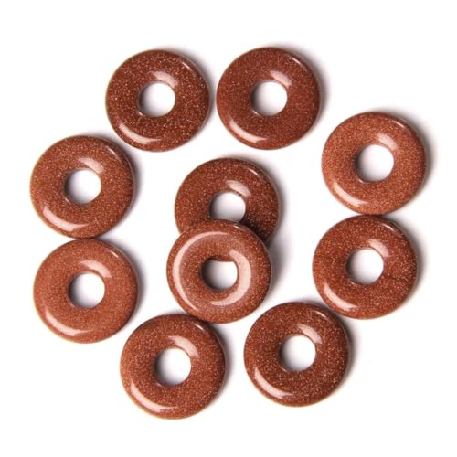 10 Stück 18 mm natürliche Gold-Sandstein-Perlen, Rondelle-Stein mit großem Loch, lose Halbedelstein-Perlen für Schmuckherstellung, Glück, Münzen, Reichtum, Anhänger von 2TTFishoo