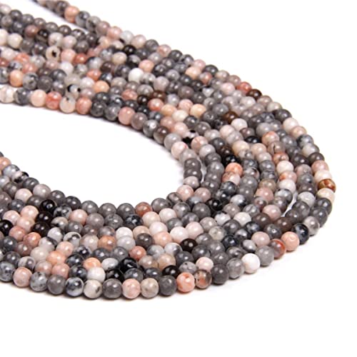 Natursteinperlen, 4 mm, rosa, Zebra, klein, rund, glatt, Energieheilperlen, DIY für Schmuckherstellung, 38,1 cm von 2TTFishoo
