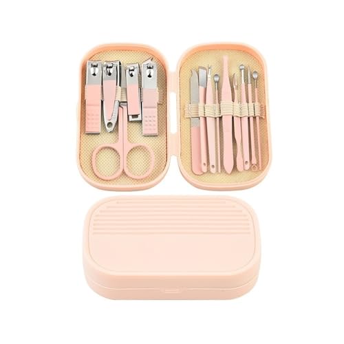 2WFYJNITP Professionelles Nagelknipser-Set, Maniküre-Messer for zu Hause aus Edelstahl, tragbares Nagelknipser-Set, Werkzeug for Trimmen abgestorbener Haut für die Reise(Pink) von 2WFYJNITP