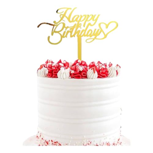Tortenaufsatz "Happy Birthday", Acryl, goldfarben, Party-Dekorationen (Stil 3) von 3 LITTLE DESSERTS
