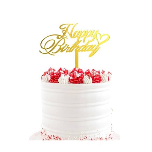 Tortenaufsatz "Happy Birthday", Acryl, goldfarben, Party-Dekorationen (Stil 4) von 3 LITTLE DESSERTS
