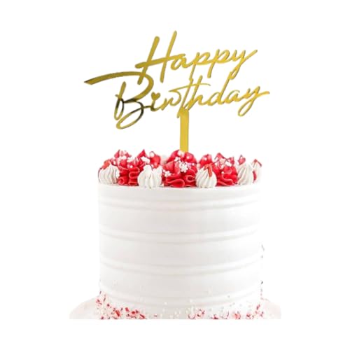 Tortenaufsatz "Happy Birthday", Acryl, goldfarben, Party-Dekorationen (Stil 5) von 3 LITTLE DESSERTS