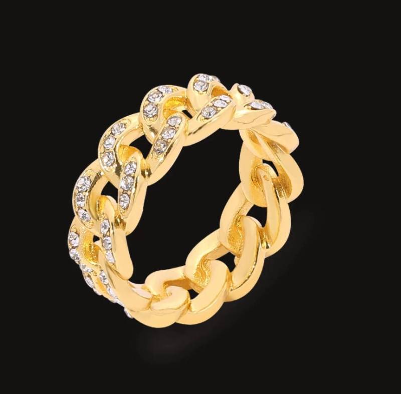 Cuban Link Pave Diamanten Sterling Silber Ring von 308JEWELRY