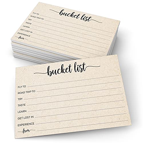 321Done Bucket List Vorschlagskarten (50 Karten 10,2 x 15,2 cm – Hellbraun) – lustiges Partyspiel Aktivitätsgästebuch für Hochzeit, Braut, Abschlussfeier, Ruhestand, Jahrestag, Geburtstag – Ad Lib von 321Done