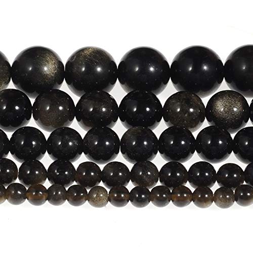 6 mm natürliche Gold-Obsidian-Perlen, schwarze Edelstein-Perlen für Schmuckherstellung, DIY-Geschenke für Familie und Freunde (6 mm, Gold-Obsidian) von 366DAYS