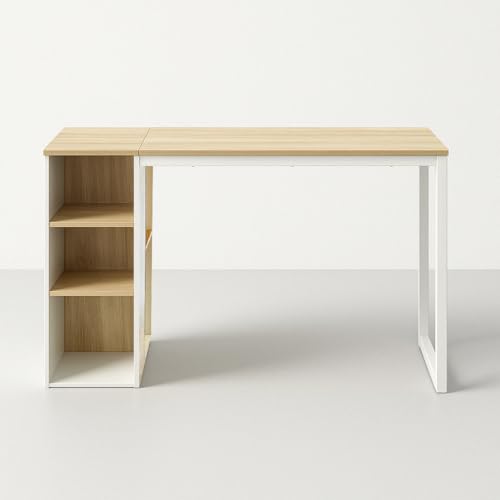 39F Furniture Dream Home Office Zeichentisch mit Ablagen, Tischplatte in Holzoptik und weißem Metallrahmen, für Studio, Schlafzimmer oder Büro, 120 x 55 x 75 cm 39F Furniture Dream Home Office Zeichentisch mit Ablagen, Tischplatte in Holzoptik und weißem Metallrahmen, für Studio, Schlafzimmer oder Büro, 120 x 55 x 75 cm von 39F Furniture Dream