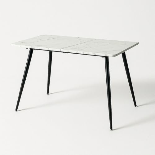 39F Furniture Dream Zeichentisch mit weißer Oberfläche in Marmor-Optik - 120 cm Kunst- und Designtisch mit schwarzem Metallgestell von 39F Furniture Dream