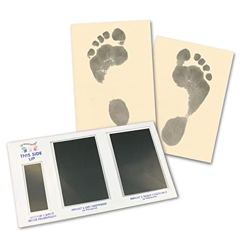 Set für Fußabdruck | schwarz | für Neugeborene & Babys bis 3 Monate auf jedem Papier | Magic Footprint Standard (Papierfarbe: Ivory, bis zu 8 Abdrücke) von 3D Hand Design