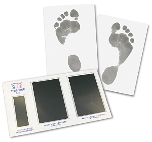 Set für Fußabdruck | schwarz | für Neugeborene & Babys bis 3 Monate auf jedem Papier | Magic Footprint Standard (Papierfarbe: Weiß, bis zu 16 Abdrücke) von 3D Hand Design
