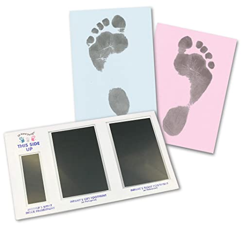 Set für Fußabdruck | schwarz | für Neugeborene & Babys bis 3 Monate auf jedem Papier | Magic Footprint Standard (Ohne Papier, bis zu 16 Abdrücke) von 3D Hand Design