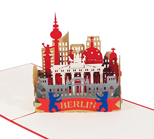 3D KARTE "Berlin Skyline" I Pop-Up Karte als Reisegutschein, Grußkarte, Geschenkkarte, Geburtstagskarte I Klappkarte als Andenken, Souvenir von 3D Kartenwelt