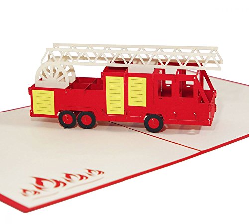 3D KARTE "Feuerwehrauto" I Pop-Up Karte als Gutschein, Geburtstagskarte, Geldgeschenk, Glückwunschkarte I Klappkarte von 3D Kartenwelt