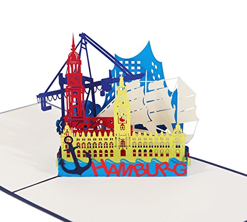 3D KARTE "Hamburg Skyline" in blau I Pop Up Karte als Reisegutschein, Grußkarte, Glückwunschkarte, Geburtstagskarte I Klappkarte als Souvenir 3D KARTE "Hamburg Skyline" in blau I Pop Up Karte als Reisegutschein, Grußkarte, Glückwunschkarte, Geburtstagskarte I Klappkarte als Souvenir von 3D Kartenwelt