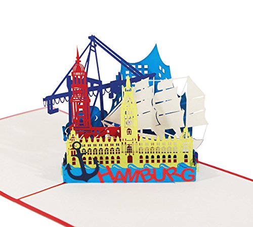 3D KARTE "Hamburg Skyline" rot I PopUp Karte als Reisegutschein, Grußkarte, Geschenkgutschein I Klappkarte als Souvenir oder Gutschein für eine Reise 3D KARTE "Hamburg Skyline" rot I PopUp Karte als Reisegutschein, Grußkarte, Geschenkgutschein I Klappkarte als Souvenir oder Gutschein für eine Reise von 3D Kartenwelt