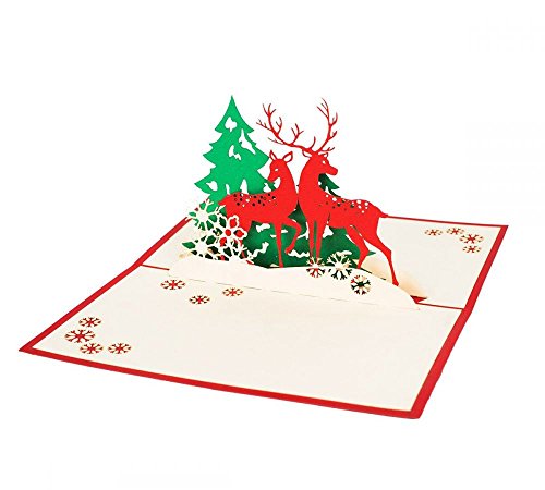 3D KARTE "Hirsch und Reh" I Pop-Up Karte als Gutschein oder Weihnachtsgruß I Klappkarte zu Weihnachten von 3D Kartenwelt