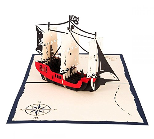 3D KARTE "Piratenschiff" I Pop-Up Karte als Gutschein, Geburtstagskarte, Geldgeschenk, Glückwunschkarte I Klappkarte zum Kindergeburtstag von 3D Kartenwelt