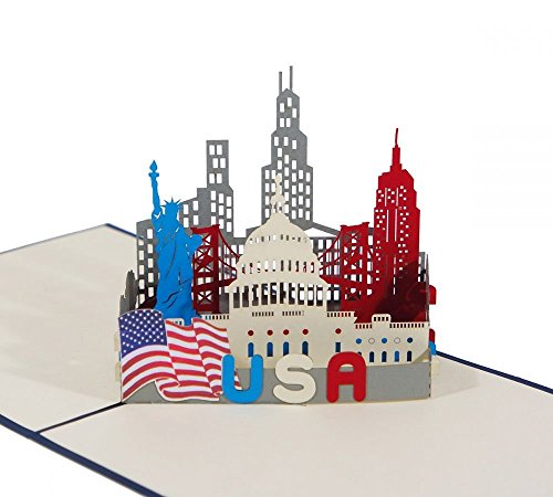 3D KARTE "USA Skyline" I Pop-Up Karte als Reisegutschein I Amerika Geschenk/Souvenir/Andenken in einer Klappkarte von 3D Kartenwelt
