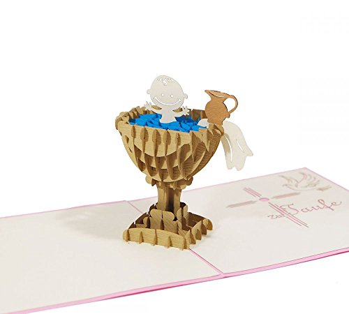3D KARTE "Zur Taufe" rosa I Pop-Up Karte als Gutschein, Geldgeschenk, Glückwunschkarte I Klappkarte als Taufkarte von 3D Kartenwelt