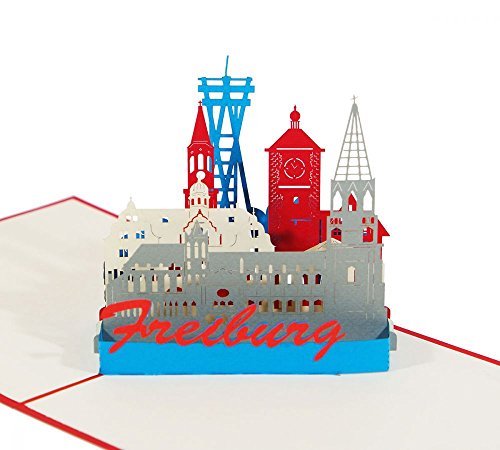 Freiburg - Klappkarte / 3D Pop-Up Karte - Grußkarte, Geburtstagskarte, Reise-Gutschein, Glückwunschkarte, Gutschein-Karte, Urlaubskarte, Andenken, Souvenir aus dem Breisgau von 3D Kartenwelt