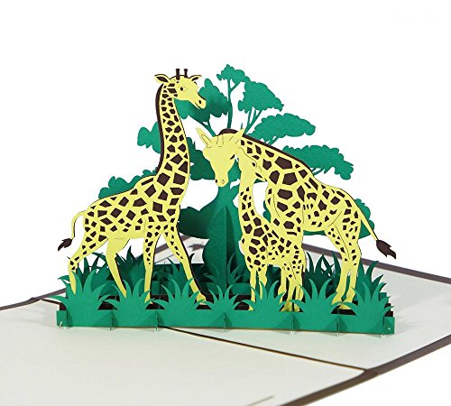 Giraffen - Klappkarte / 3D Pop-Up Karte - Grußkarte, Glückwunschkarte, Gutschein-Karte, Dankeskarte, Geschenkkarte von 3D Kartenwelt