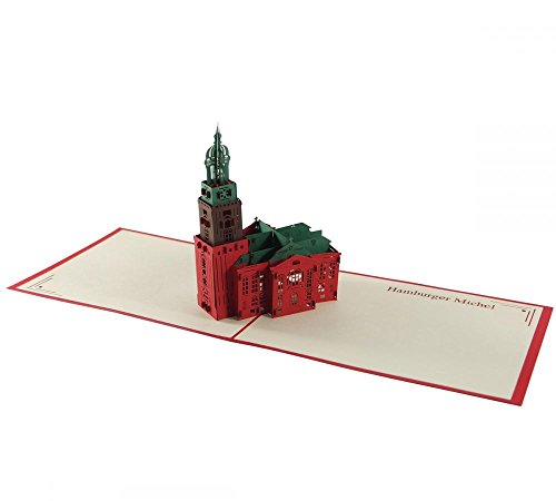 Hamburger Michel - Klappkarte / 3D Pop-Up Karte - Ideal als Geburtstagskarte, Geldgeschenk, Grußkarte, Glückwunschkarte, Gutschein-Karte, Dankeskarte, Geschenkkarte, St. Michaelis Kirche von 3D Kartenwelt