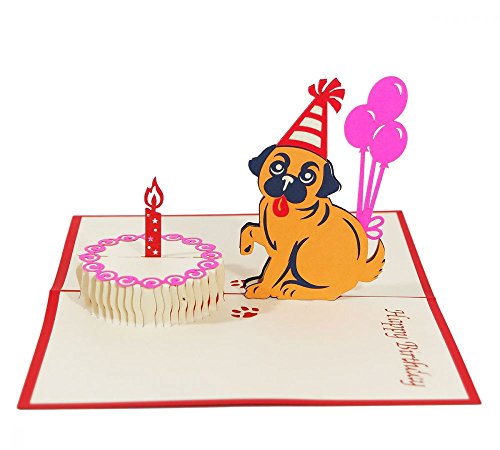 Happy Birthday Mops - 3D Karte/Pop-Up/Klappkarte - Geburtstagskarte, Grußkarte, Glückwunschkarte, Geschenkkarte zum Geburtstag mit Hund Happy Birthday Mops - 3D Karte/Pop-Up/Klappkarte - Geburtstagskarte, Grußkarte, Glückwunschkarte, Geschenkkarte zum Geburtstag mit Hund von 3D Kartenwelt