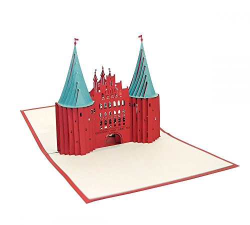 Holstentor Lübeck - 3D Karte/Pop-Up/Klappkarte - Reise-Gutschein, Grußkarte, Geburtstagskarte, Glückwunschkarte, Urlaubskarte, Andenken, Souvenir von 3D Kartenwelt