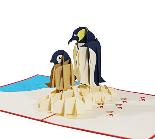 Pinguine - Klappkarte / 3D Pop-Up Karte - Geburtstagskarte, Grußkarte, Geldgeschenk, Glückwunschkarte, Dankeskarte, Gutschein-Karte für den Zoo von 3D Kartenwelt