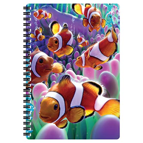 3D LiveLife A5 Notizbuch - Clownfisch von Deluxebase. 80-seitiges 3D-Clownfisch-Notizbuch. Schul- oder Büromaterial mit Kunstwerken, von renommierten Künstler David Penfound lizenziert von 3D LiveLife