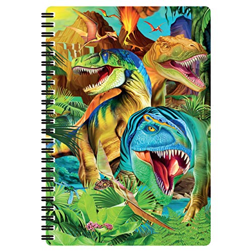 3D LiveLife A5 Notizbuch - Dino lächelt von Deluxebase. 80-seitiges 3D-Dinosaurier-Notizbuch. Schul- oder Büromaterial mit Kunstwerken, von renommierten Künstler Michael Searle lizenziert von Deluxebase